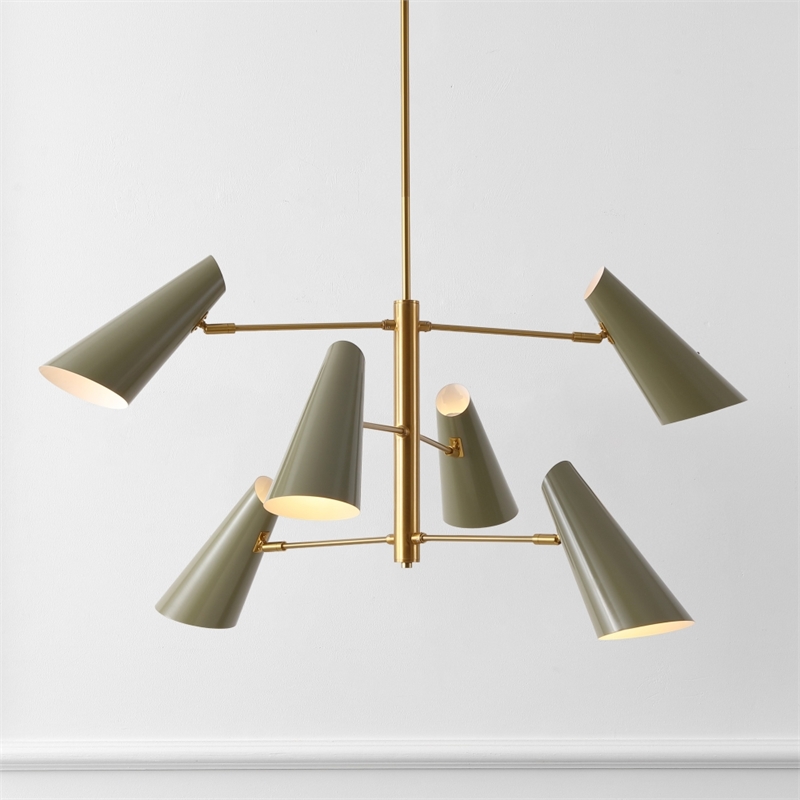 Safavieh Atena  Iron Chandelier in Brass / Green