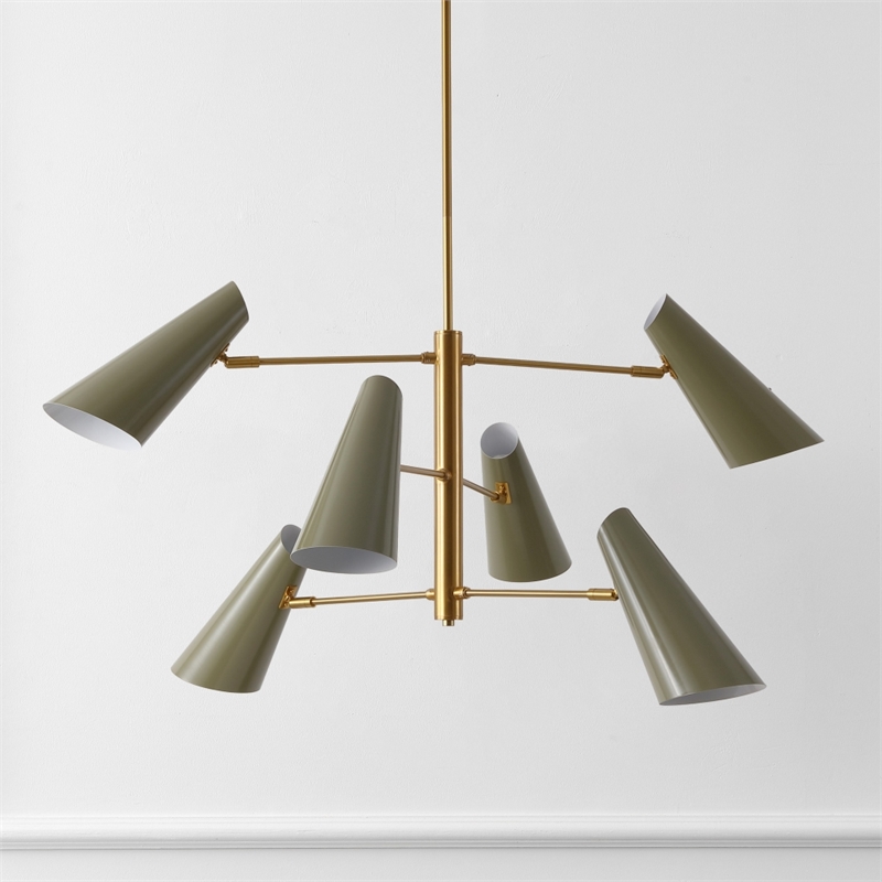 Safavieh Atena  Iron Chandelier in Brass / Green