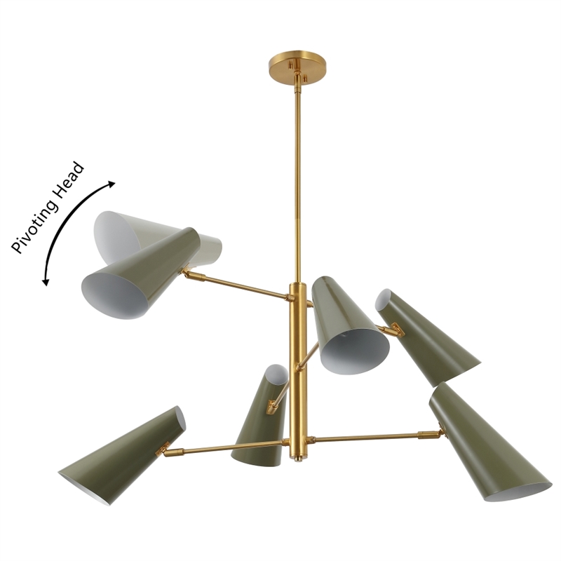 Safavieh Atena  Iron Chandelier in Brass / Green