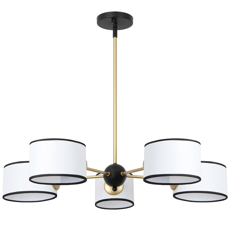 Safavieh Mickie Iron and Fabric Chandelier in White / Black