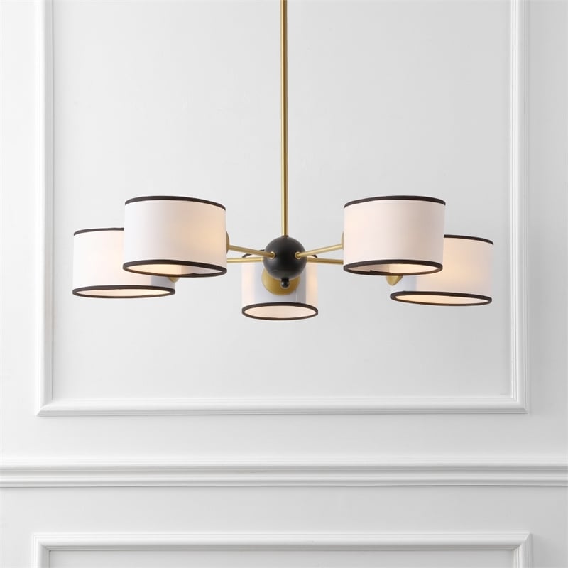 Safavieh Mickie Iron and Fabric Chandelier in White / Black