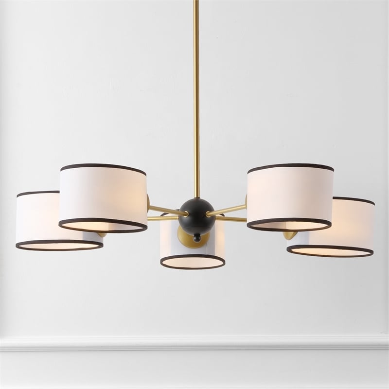 Safavieh Mickie Iron and Fabric Chandelier in White / Black