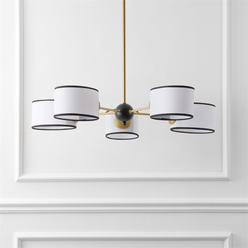 Safavieh Mickie Iron and Fabric Chandelier in White / Black