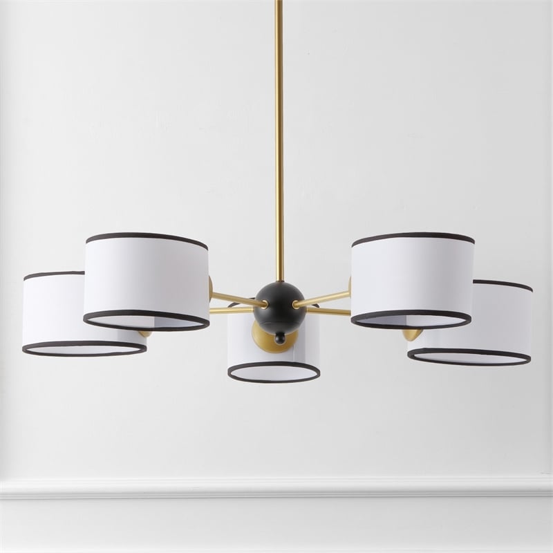 Safavieh Mickie Iron and Fabric Chandelier in White / Black