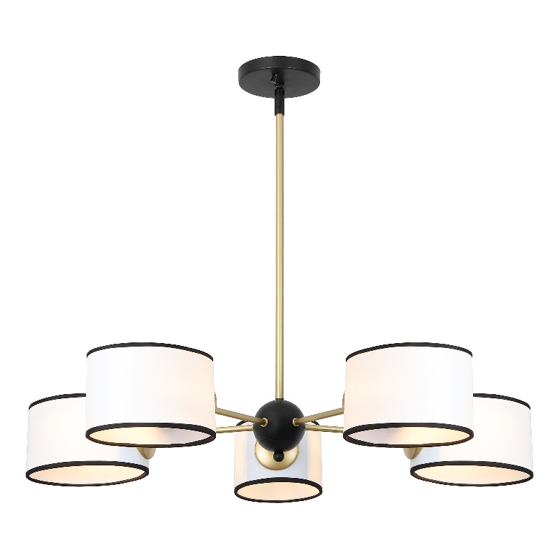 Safavieh Mickie Iron and Fabric Chandelier in White / Black