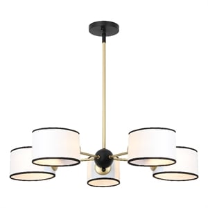 Safavieh Mickie Iron and Fabric Chandelier in White / Black