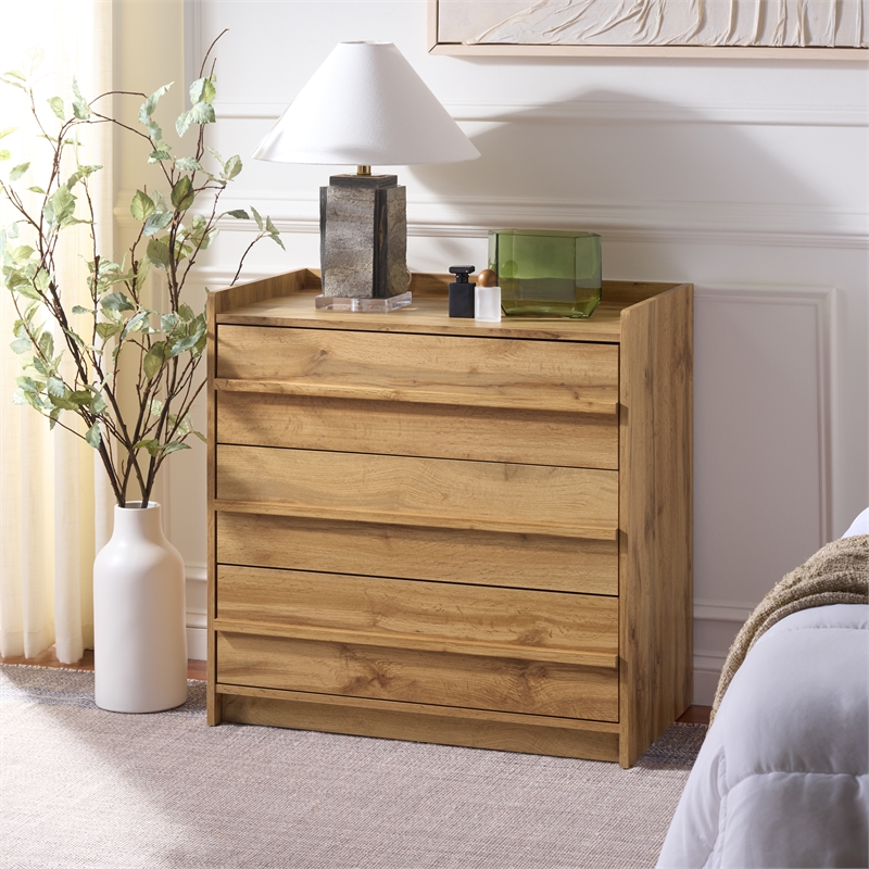 Safavieh Mishi 3 Drawer Wood Chest in Oak