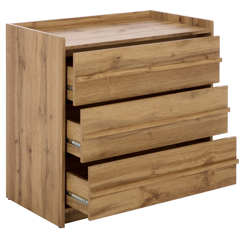 Safavieh Mishi 3 Drawer Wood Chest in Oak