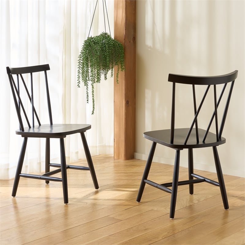 Safavieh Tayten Wood Spindle Back Dining Chair in Black
