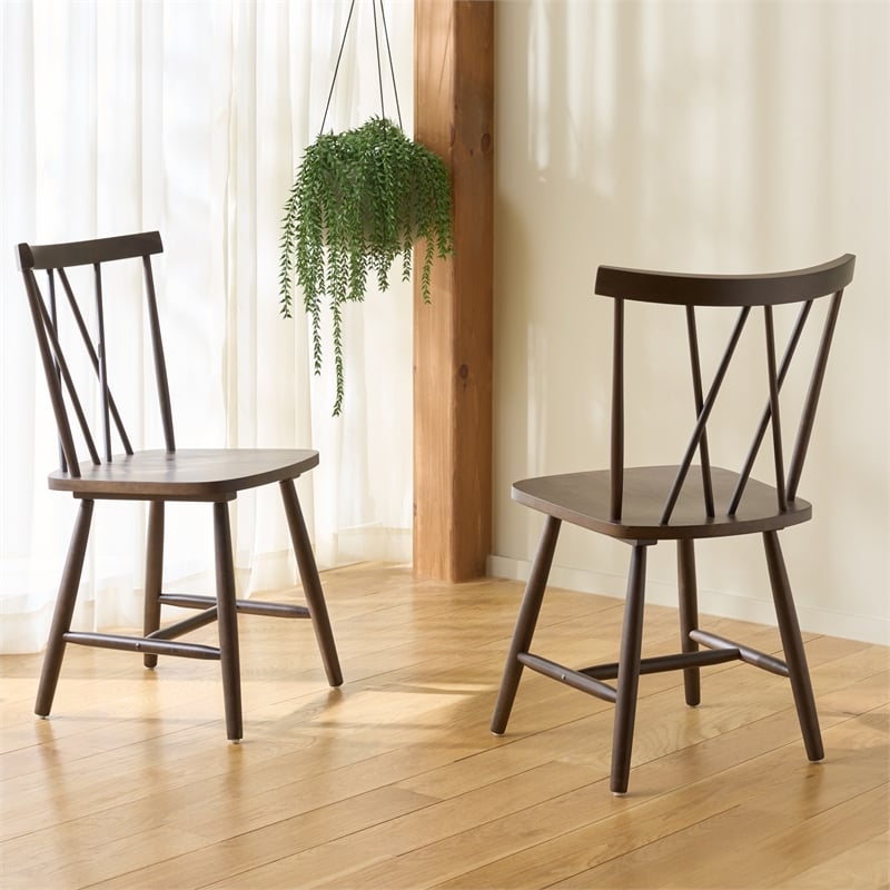 Safavieh Tayten Wood Spindle Back Dining Chair in Walnut