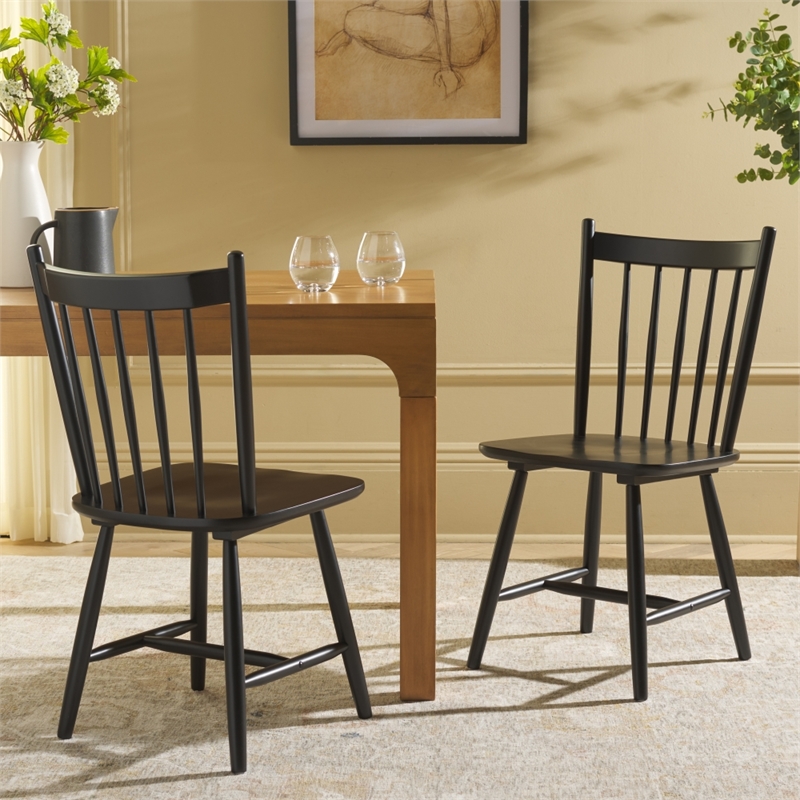 Safavieh Andreas Wood Spindle Dining Chairs in Black