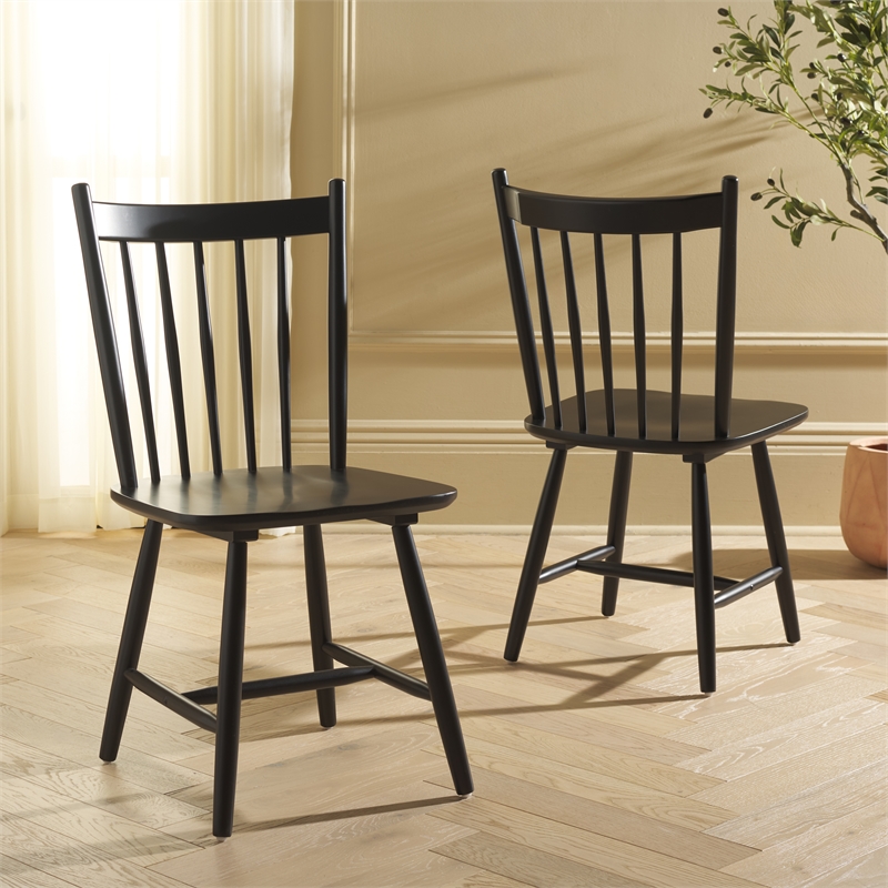 Safavieh Andreas Wood Spindle Dining Chairs in Black