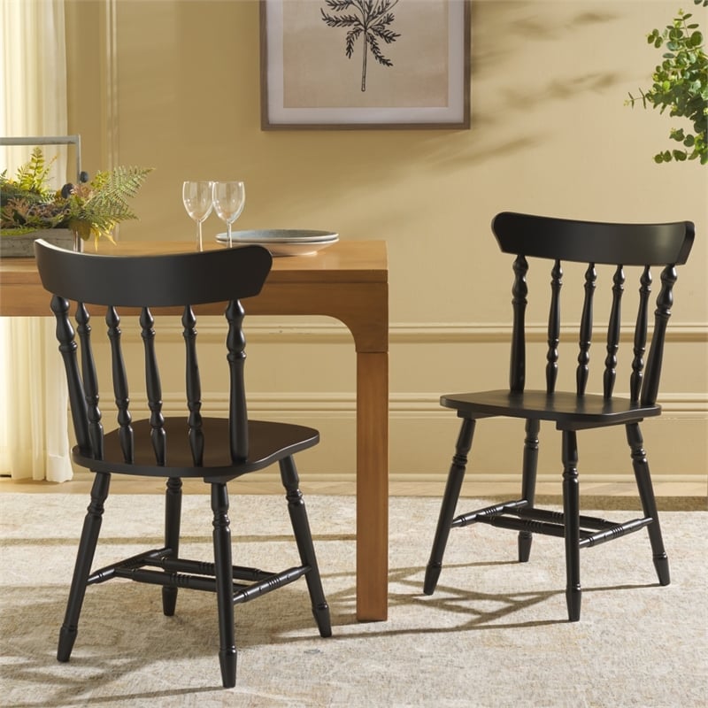 Safavieh Coralyn Wood Dining Chairs in Black