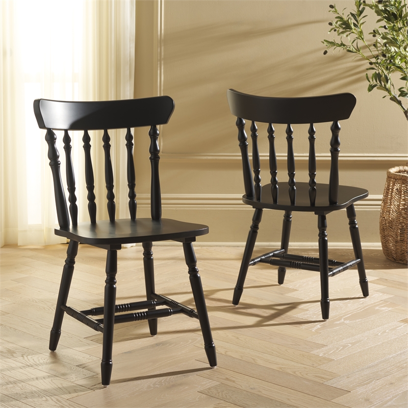 Safavieh Coralyn Wood Dining Chairs in Black