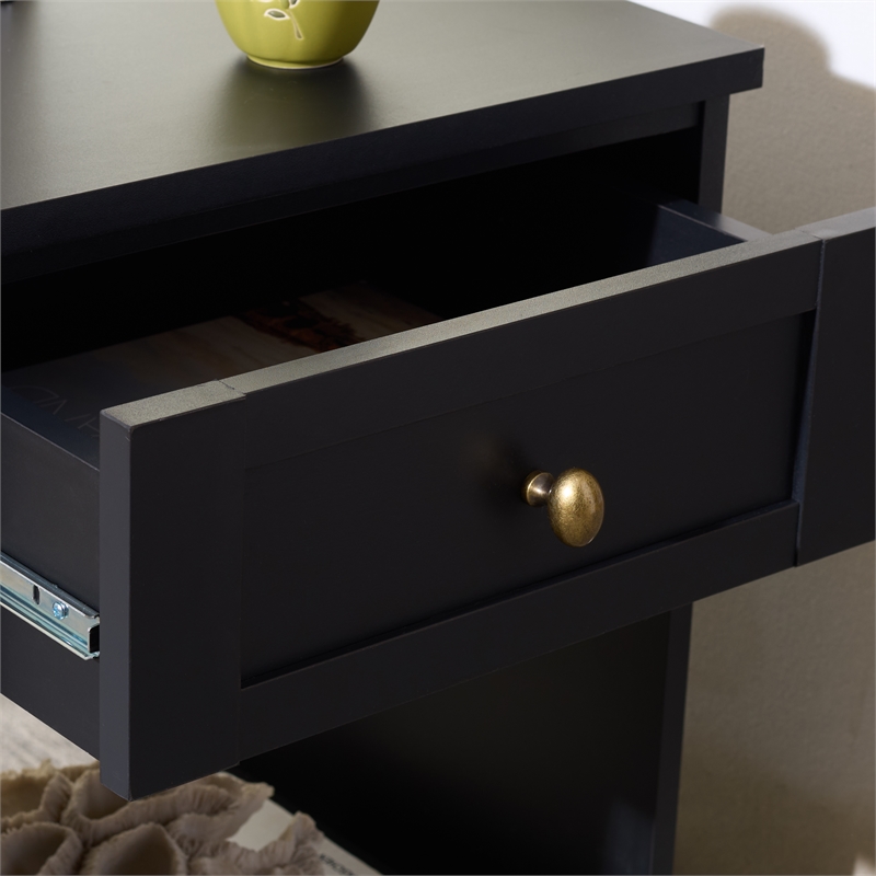 Safavieh Shafa Wood Side Table in Black / Brass