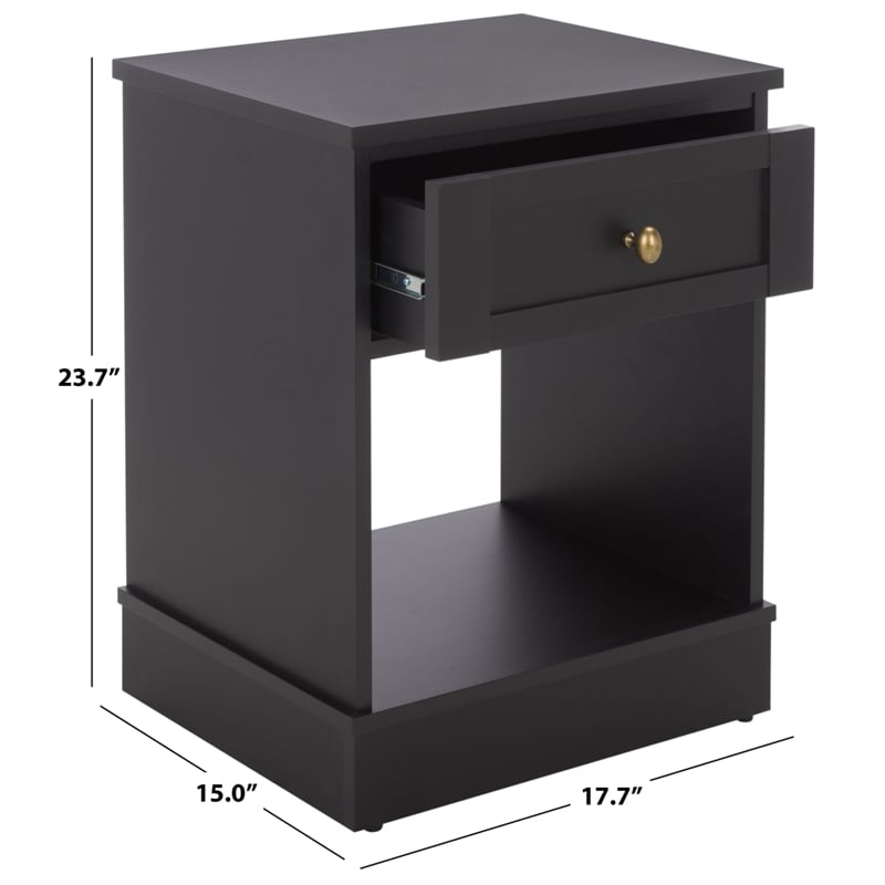Safavieh Shafa Wood Side Table in Black / Brass