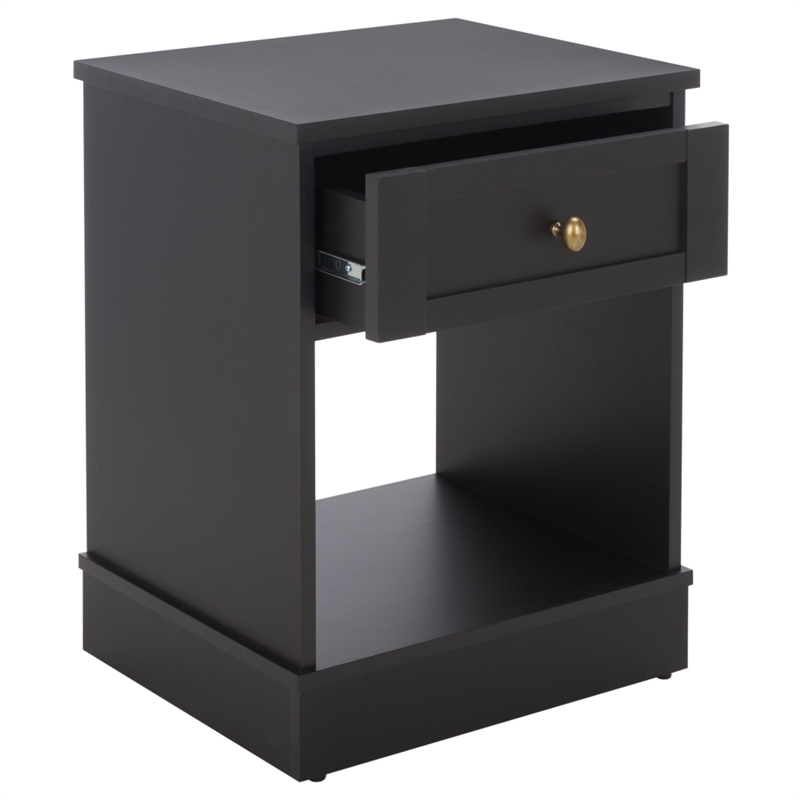Safavieh Shafa Wood Side Table in Black / Brass
