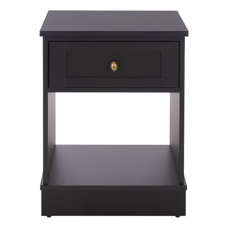 Safavieh Shafa Wood Side Table in Black / Brass