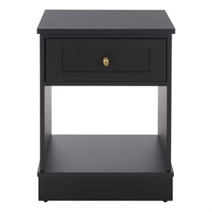 Safavieh Shafa Wood Side Table in Black / Brass
