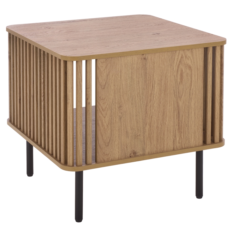 Safavieh Kiyoshi Wood and Metal Accent Table in Oak / Black