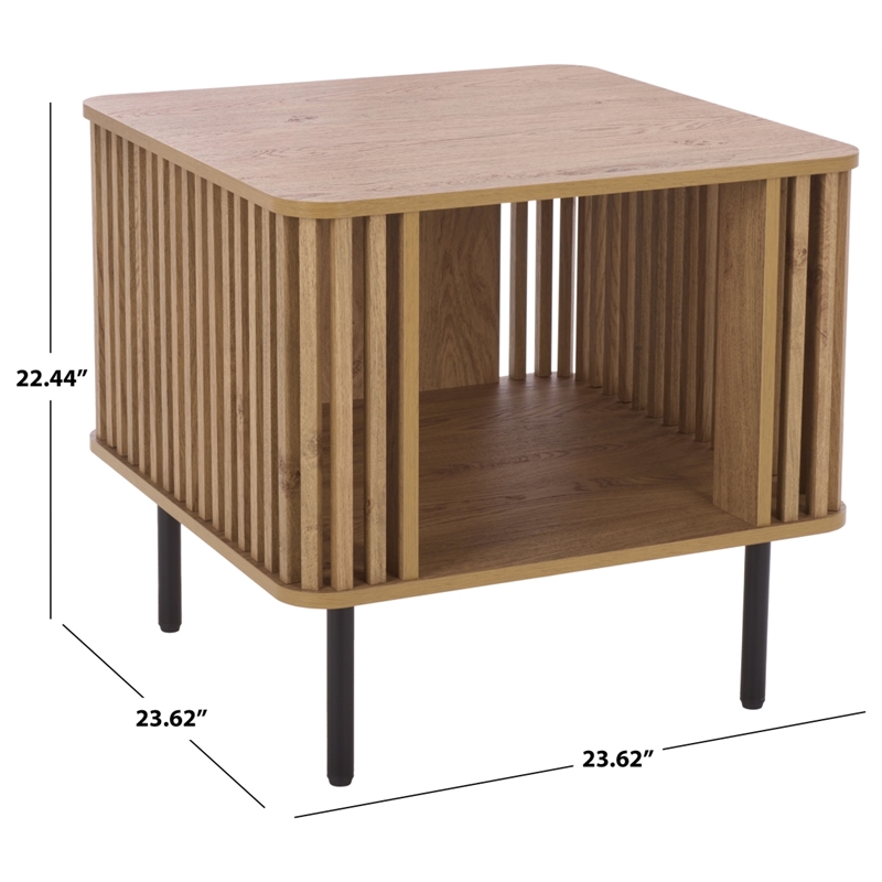 Safavieh Kiyoshi Wood and Metal Accent Table in Oak / Black