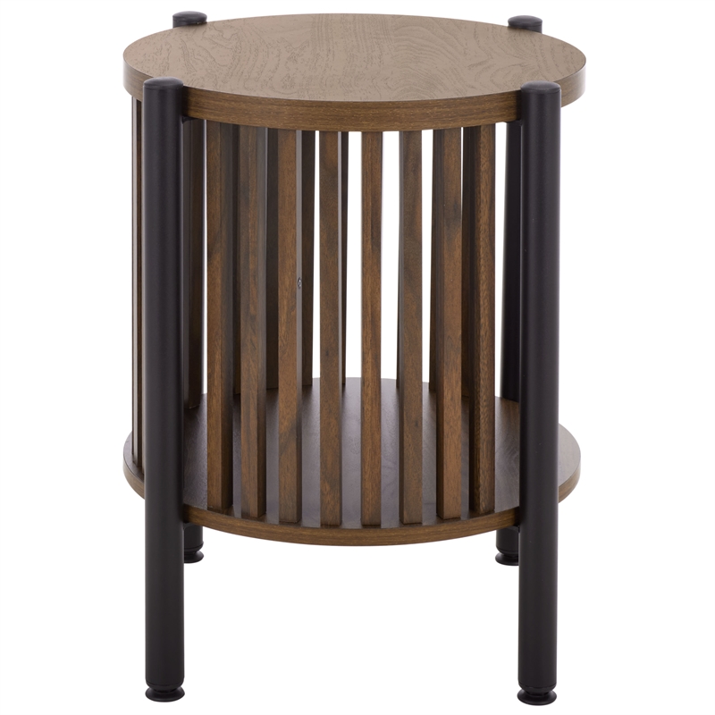 Safavieh Marami Wood and Metal Accent Table in Walnut / Black