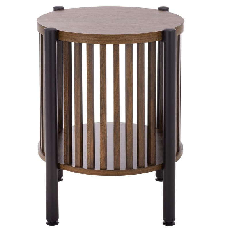 Safavieh Marami Wood and Metal Accent Table in Walnut / Black