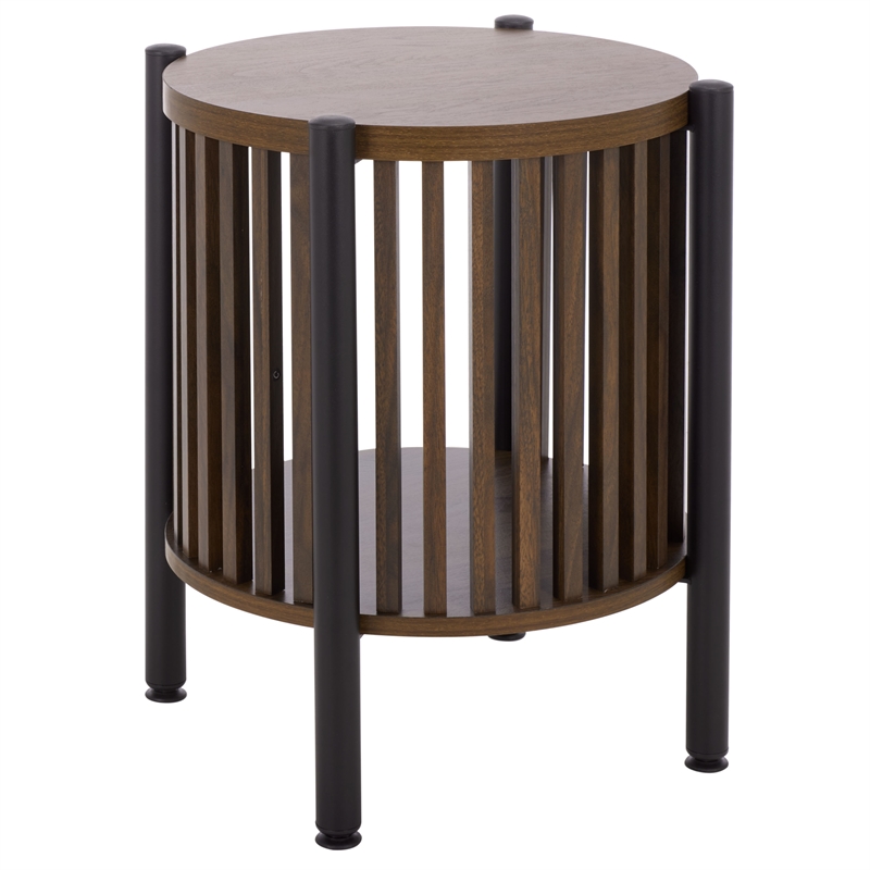Safavieh Marami Wood and Metal Accent Table in Walnut / Black