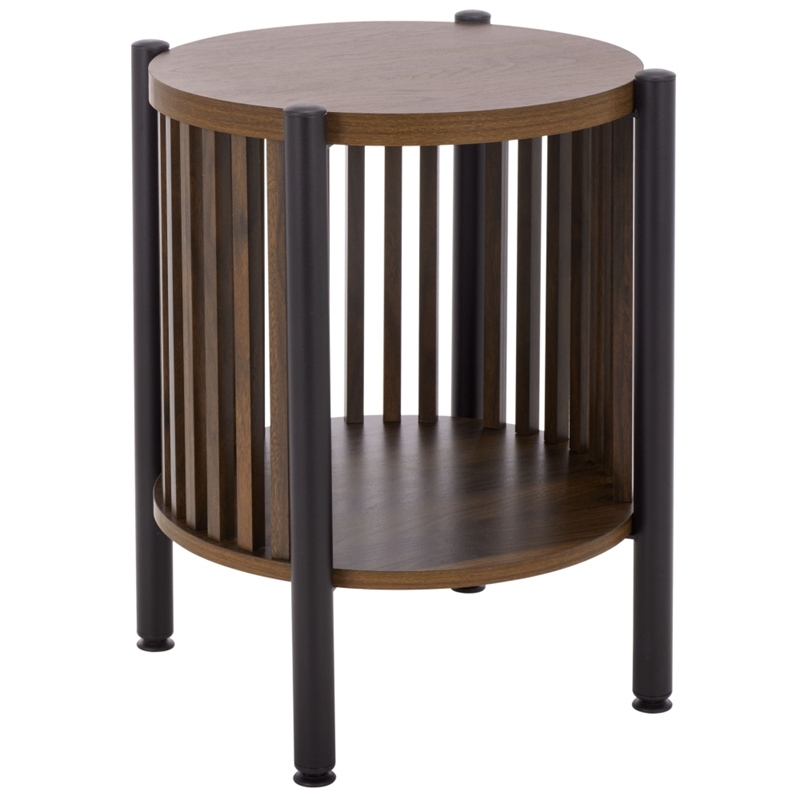Safavieh Marami Wood and Metal Accent Table in Walnut / Black