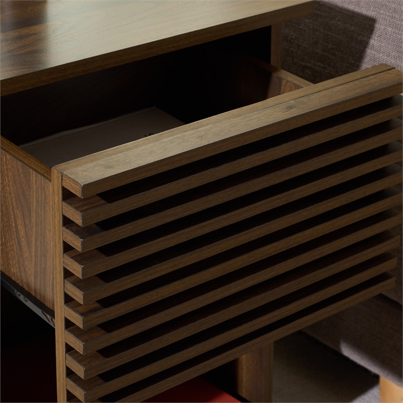 Safavieh Moroto 1 Drawer Wood Accent Table in Walnut