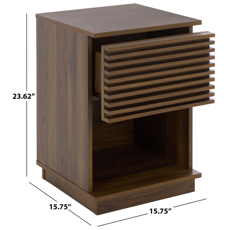 Safavieh Moroto 1 Drawer Wood Accent Table in Walnut