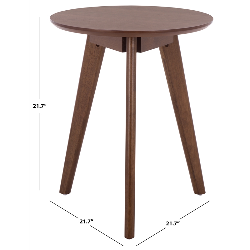 Safavieh Bahaus Round Wood Accent Table  in Walnut