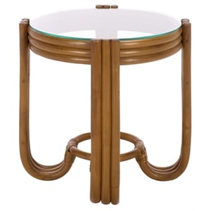 Safavieh Bilian Round Rattan Accent Table in Brown