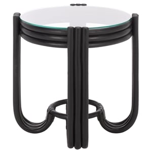 Safavieh Bilian Round Rattan Accent Table in Black