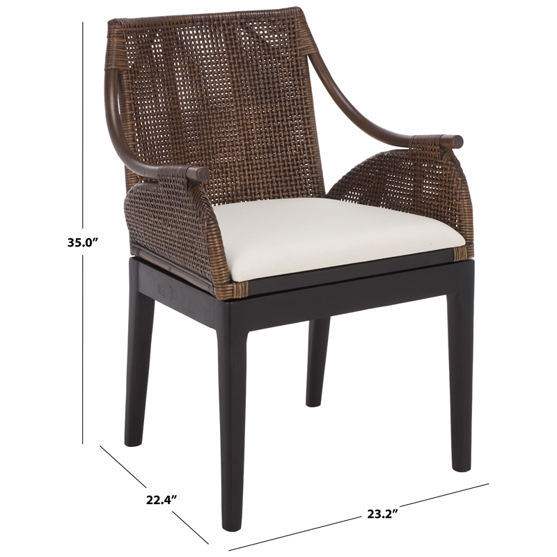 Safavieh Norita Wood Arm Chair in Brown / Ivory