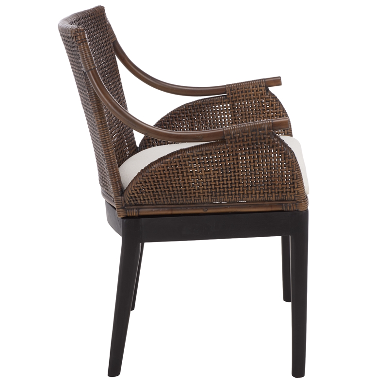 Safavieh Norita Wood Arm Chair in Brown / Ivory