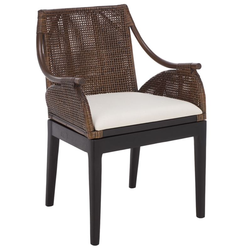 Safavieh Norita Wood Arm Chair in Brown / Ivory