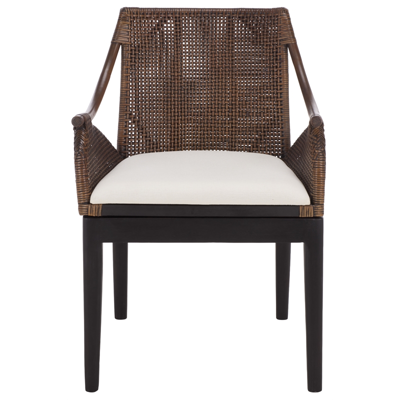 Safavieh Norita Wood Arm Chair in Brown / Ivory