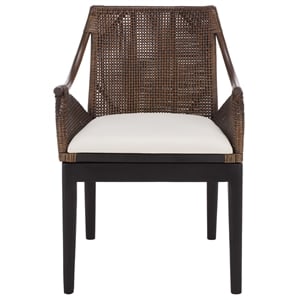 Safavieh Norita Wood Arm Chair in Brown / Ivory