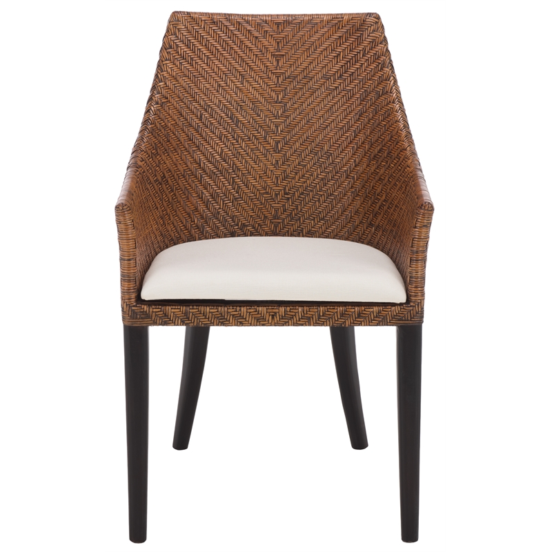 Safavieh Riko Wood Arm Chair  in Brown/ Black/ Ivory