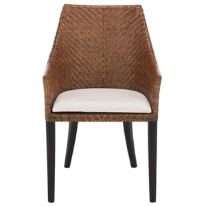 Safavieh Riko Wood Arm Chair  in Brown/ Black/ Ivory