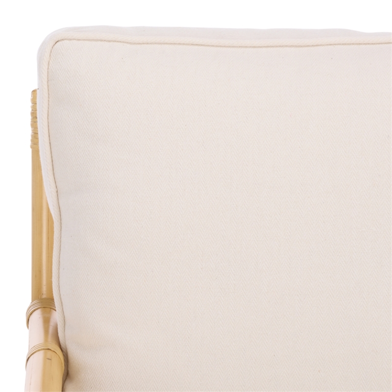 Safavieh Kazumi Rattan / Fabric Accent Chair w/ Cushion in White / Natural