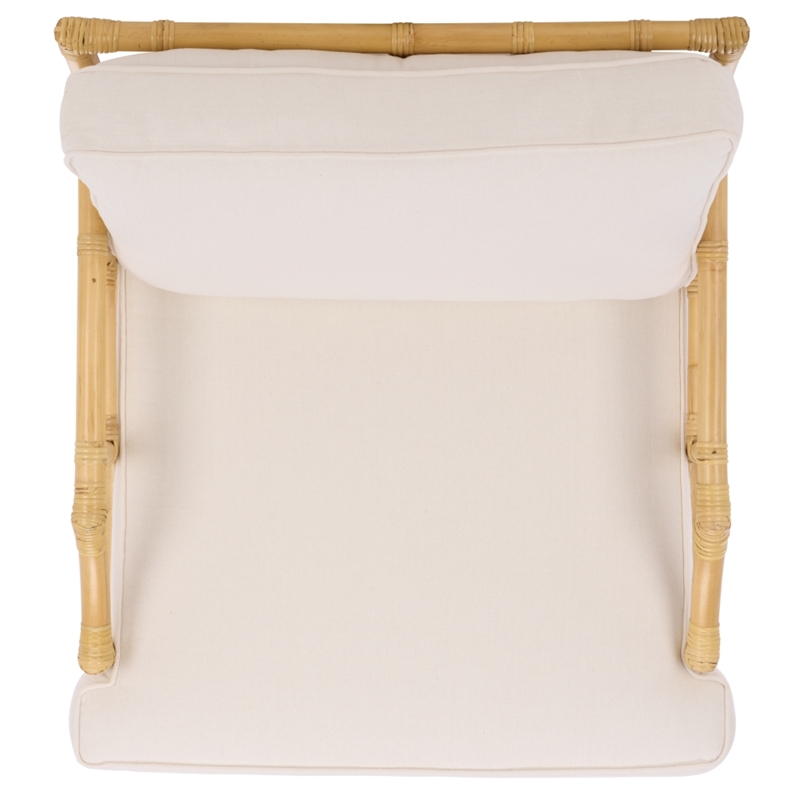 Safavieh Kazumi Rattan / Fabric Accent Chair w/ Cushion in White / Natural