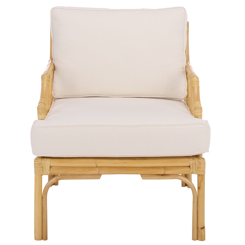 Safavieh Kazumi Rattan / Fabric Accent Chair w/ Cushion in White / Natural