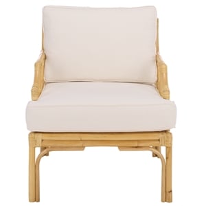 Safavieh Kazumi Rattan / Fabric Accent Chair w/ Cushion in White / Natural