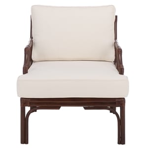 Safavieh Kazumi Rattan / Fabric Accent Chair w/ Cushion in White / Chocolate