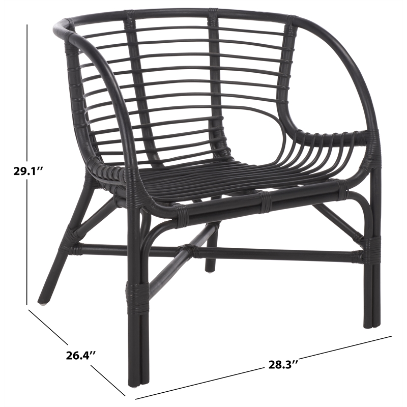 Safavieh Valeriya Woven Rattan Arm Chair in Black
