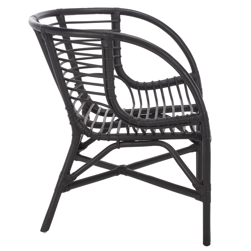 Safavieh Valeriya Woven Rattan Arm Chair in Black