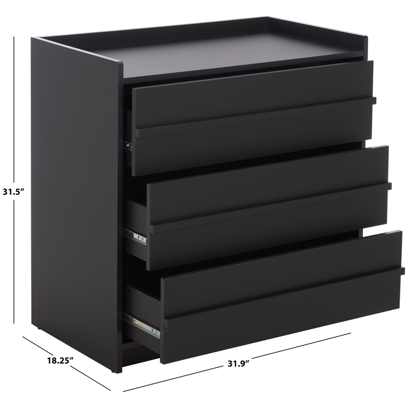 Safavieh Mishi 3 Drawer Wood Chest in Black