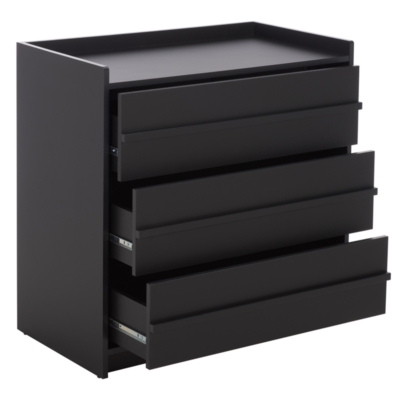 Safavieh Mishi 3 Drawer Wood Chest in Black